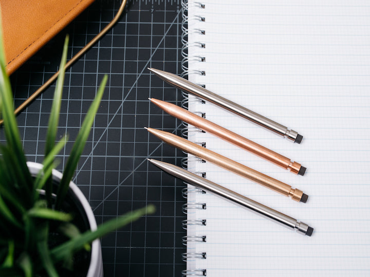 Modern fuel copper, titanium, bronze and stainless steel mechanical pencils