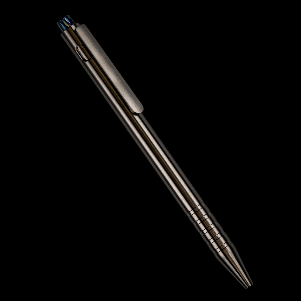 Adjustable Bolt Action Pen Titanium with Titanium Damascus Knock