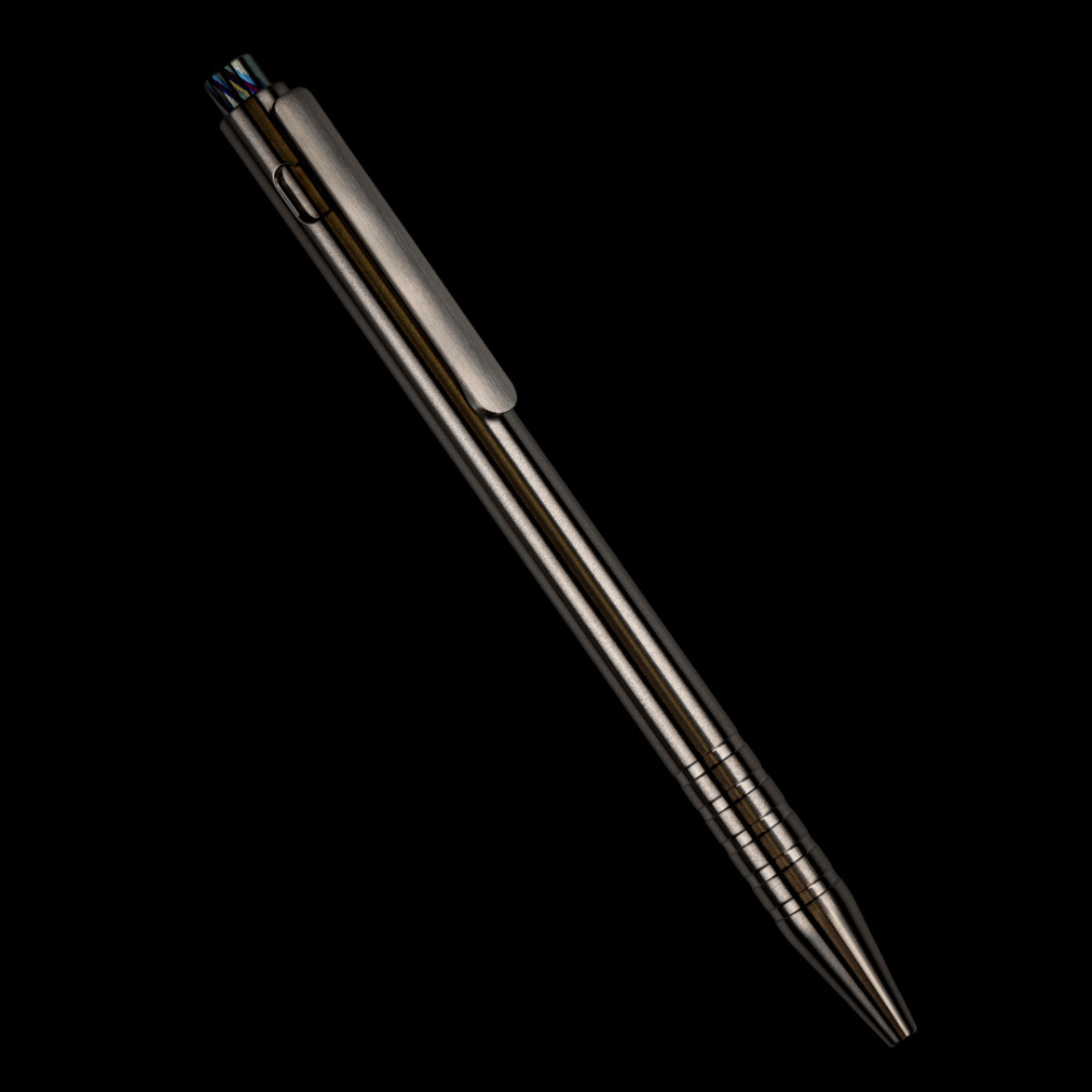 Adjustable Bolt Action Pen Titanium with Titanium Damascus Knock