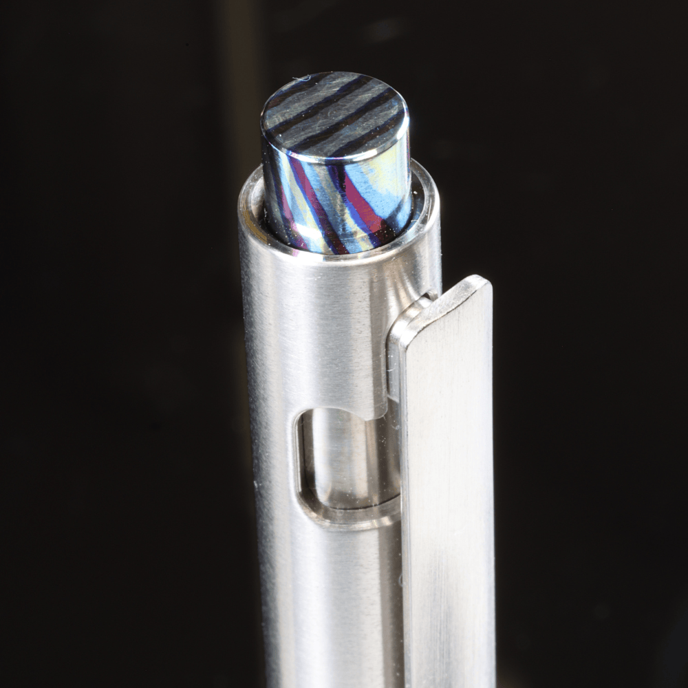 Adjustable Bolt Action Pen Titanium with Titanium Damascus Knock