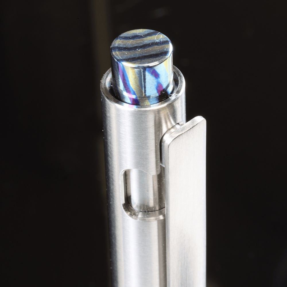 Adjustable Bolt Action Pen Titanium with Titanium Damascus Knock